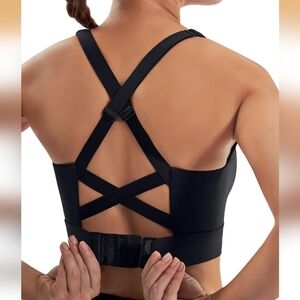Ewedoos, Women's, High Support, Sports Bra, Black, Large